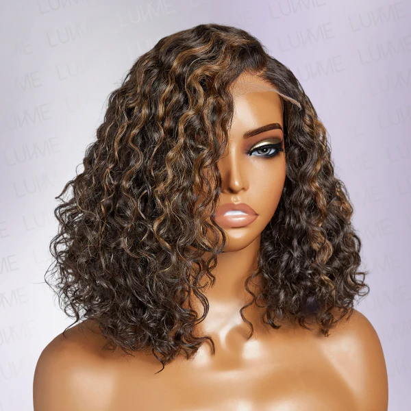 Highlights Curly Minimalist 5*5 HD Lace Glueless C Part Short Wig 100% Human Hair