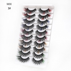 10 Pairs Colorful eyelashe mixed coloe lash try faux mink lashes for cute women