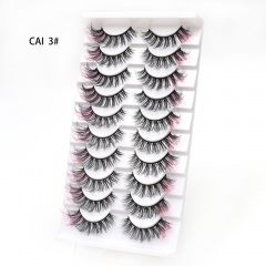 10 Pairs Colorful eyelashe mixed coloe lash try faux mink lashes for cute women