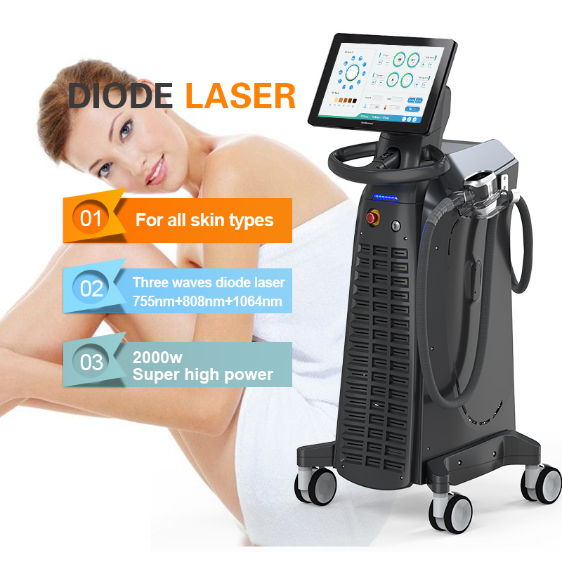 Taibobeauty 1600w/2000w Vertical Three Wavelength 755nm/808nm/1064nm Diode Laser hair removal machine