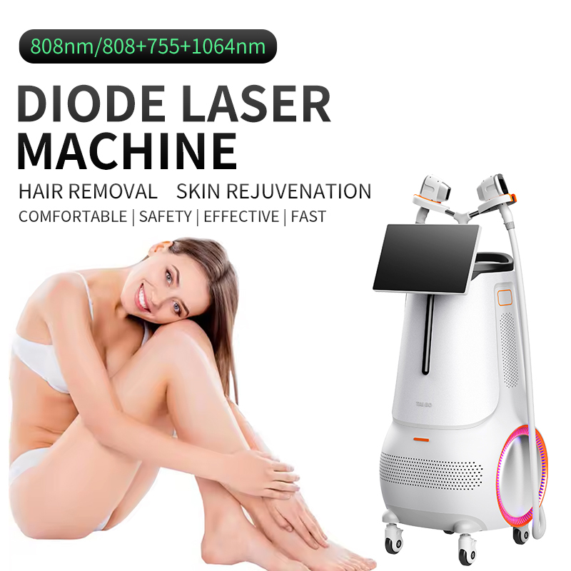 1600w/2000w Vertical Three Wavelength 755nm/808nm/1064nm Diode Laser hair removal machine (Double handle)