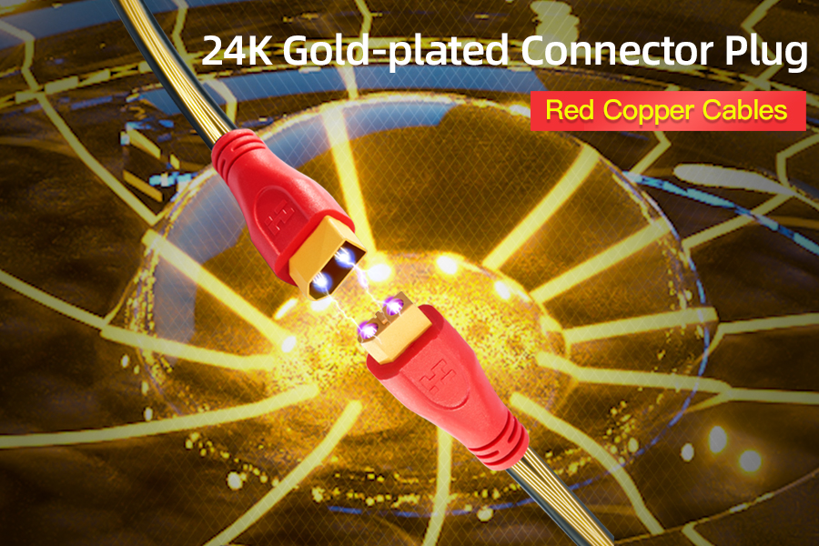 The Advantage of HIGH CLASS 24K Gold-plated Connector Plug and Red Copper Cable