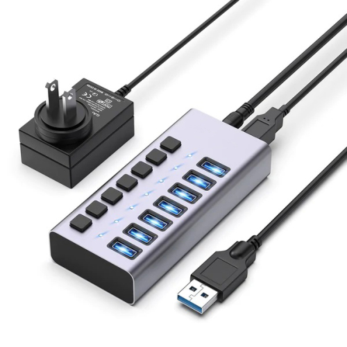 7 Port 5Gbps Rate 36W Powered USB 3.0 Hub (ABS)
