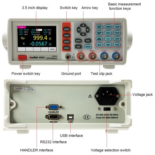 RuoShui 4090 Digital LCR Meter Desktop Capacitance Resistance Impedance Inductance Measure Instrument Electric Bridge Component