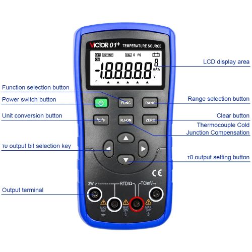 Victor 01+ Temperature Calibrator High Precision Output Temperature Verification Detector User Calibration Source Thermocouple