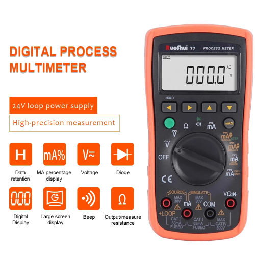 RuoShui 77 Process Meter Signal source digital multimeter Loop Supply Simulate Transmitter Ohms Diode output process Calibrator