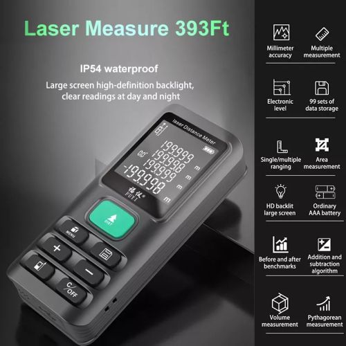 Mastfuyi FY897, FY899 Laser Distance Meter 393Ft Long Distance Electronic Angle Sensor Pythagorean Mode Measure Distance Area and Volume Measure Tool