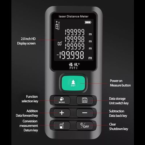 Mastfuyi FY897, FY899 Laser Distance Meter 393Ft Long Distance Electronic Angle Sensor Pythagorean Mode Measure Distance Area and Volume Measure Tool