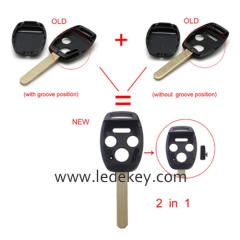 2+1 Button High Quality Explosion-Proof Remote Key Shell HON66,T-Shaped Key Embryo Two-in-One Detachable Chip Slot