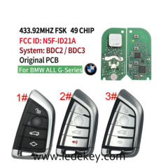 OEM Original PCB+ Aftermarket shell For BMW BDC3 G Classis smart remote control key 4 button key With UWB COMFORT Entrance, FCC ID: N5F-ID21A IC 3248A-ID21A 434MHZ 49 Chip