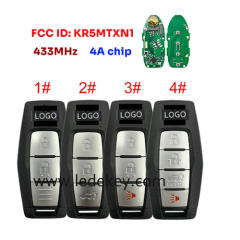 For Mitsubishi remote key 433MHz 4A FCCID:KR5MTXN1 with Logo for Mitsubishi Outlander 2021+ (Please choose button model )