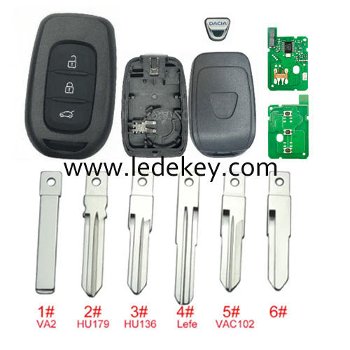 For Re-nault 3 Buttons Remote key with 433Mhz 4A Chip (Please choose the key blade model)