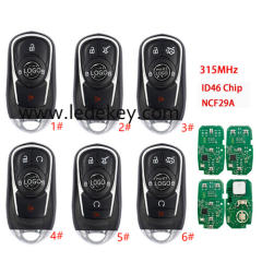 For Buick Keyless Go remote key 315mhz ID46 chip For Buick Envision LaCrosse 2017-2019, please choose the model