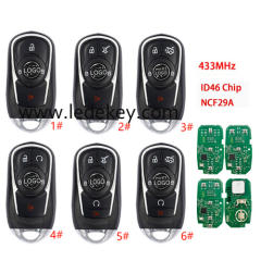 For Buick Keyless Go remote key 433mhz ID46 chip For Buick Envision LaCrosse 2017-2019, please choose the model