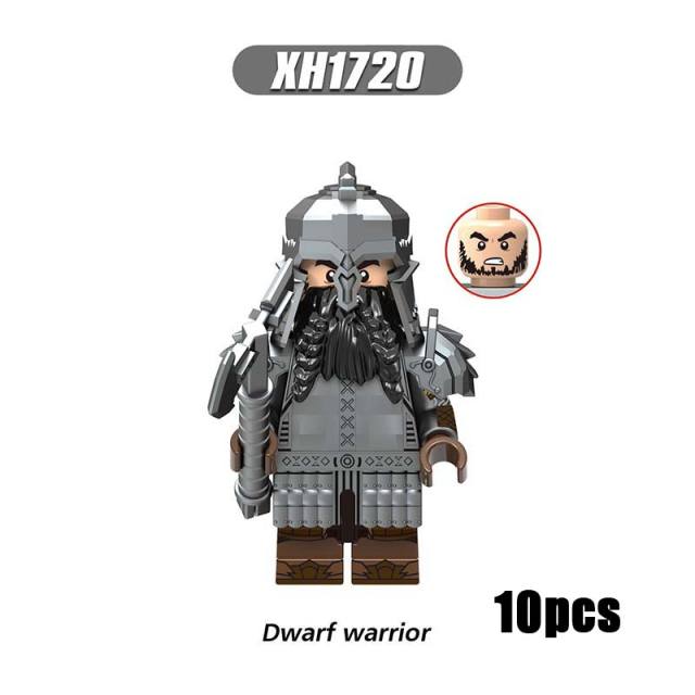 X0314 Lord of the Rings LOTR Hobbit Wars Minifigures Building Blocks Dwarf Warrior Medieval Military Ironfoot Durin's Folk Action Mini Figures Weapon Helmet Shield Armor Sword  Assemble DIY MOC Accessories Movies Bricks Educational Toys Gift for Children