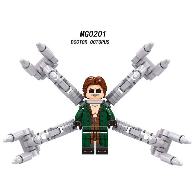 MG0201 Super Heroes Marvel Justice League Minifigures Building Blocks  The Amazing Spider-Man Doctor Octopus Otto Gunther Octavius Action Mini Figures Assemble MOC DIY Weapon Bricks Educational Toys Gift for Children Boys Kids