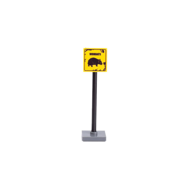 MOC City Road Minifigures Traffic Warning Signs Building Blocks Wild Animals Wombat Street Figures Accessories Brick Model Toys