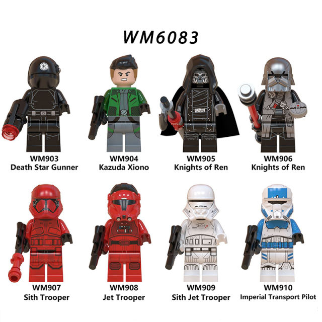 WM6083 Star Wars Minifigures Building Blocks Sith Jet Trooper Knights Of Ren Figures MOC Bricks Model Toys Gifts For Children