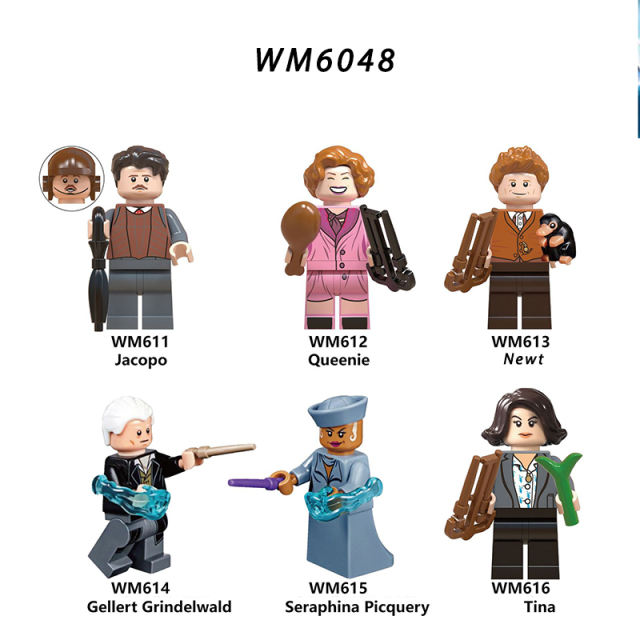 WM6048 Harry Potter Minifigures Building Blocks Tina Jacopo Gellert Grindelwald Figures MOC Bricks Model Toys Gifts For Children