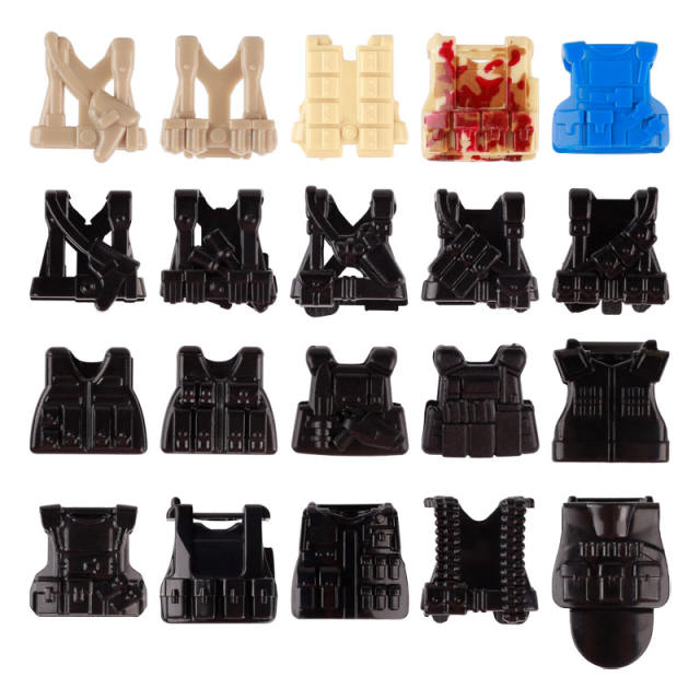 WW2 Military Army Weapon Armor Vest Building Blocks Soldier Minifigs Troops Warrior Accessories Parts Bricks Toys