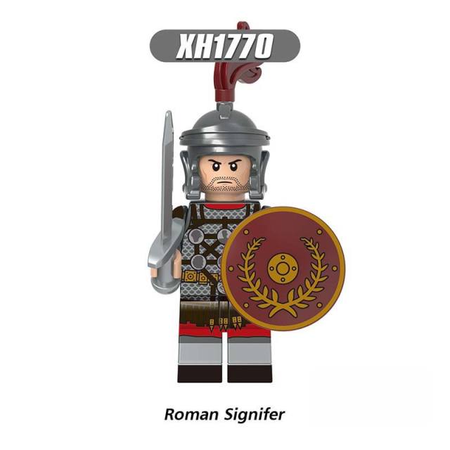 X0320 Medieval Soldiers Military Minifigs Building Blocks Roman Gladiator Action Weapon Helmet Shield Armored DIY Bricks Toys