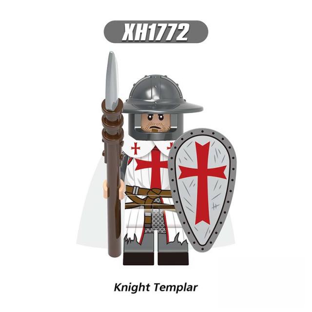 X0320 Medieval Soldiers Military Minifigs Building Blocks Roman Gladiator Action Weapon Helmet Shield Armored DIY Bricks Toys