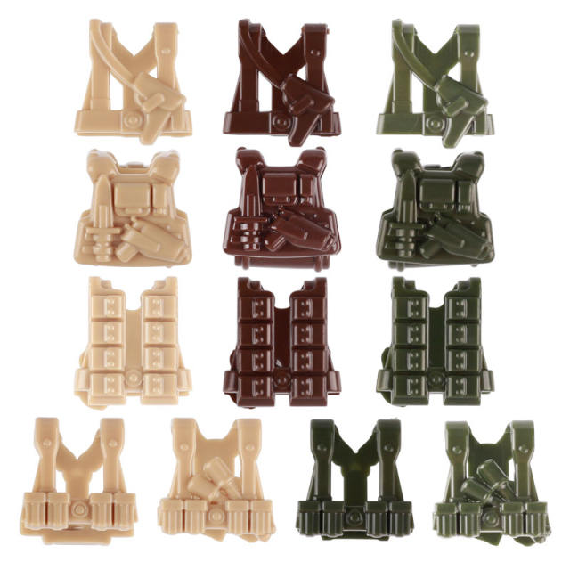 WW2 Military Weapon Soldier Vest Building Blocks Army Minifigs Troops Warrior Accessories Parts Bricks Toys