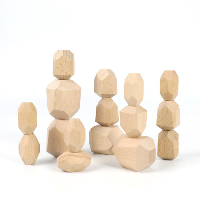 Wooden Colored Teniques Stone Stacking Block Rocks Educational Toy Creative  Montessori Kids Nature Balance Game Tower