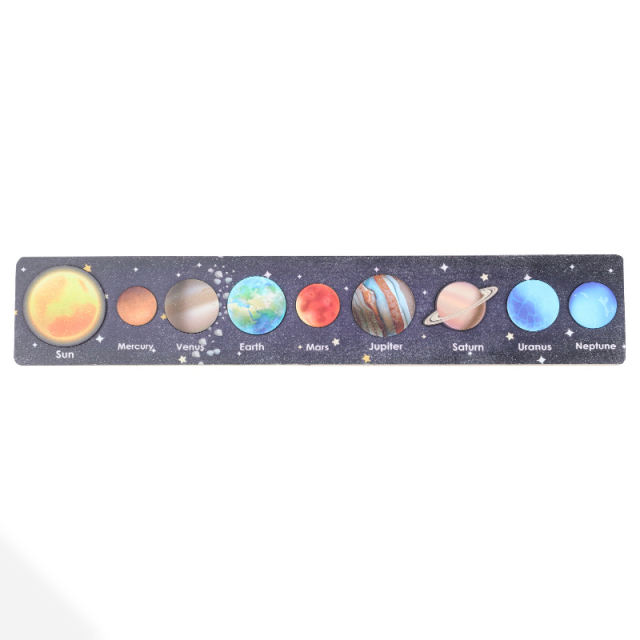 New Montessori Wooden Toys Eight Planets Puzzle Earth Sun Solar System Planets Planets Cognition Educational Toys Children Gifts