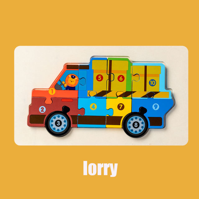 Vehicle Puzzle Odorless Construction Car Wooden For  Early Preschool Educational Toys For Baby Children  Brain Development