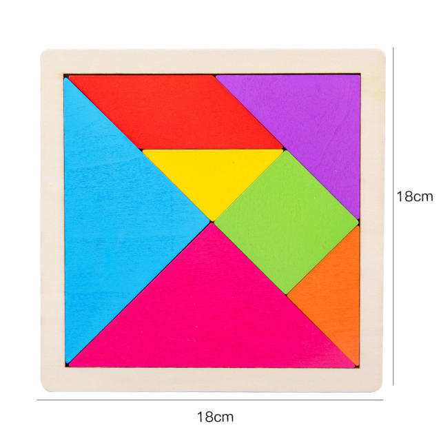 Colorful Wooden Puzzle Tangram Jigsaw Board Wood Toy Geometric Shape Puzzles IQ Games Baby Educational Toys for Children