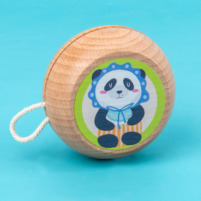 Children's Wooden Cartoon Cute Animal Print YOYO Ball 6 Styles Kindergarten Supplies Grasping Movement Ability Developing Kids Toys