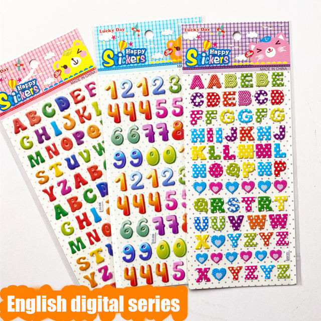 10PCS English Letters Cartoon Number Sticker 3D Digital Alphabet Children DIY Cute Decorative Cognitive Educational Toys Gifts