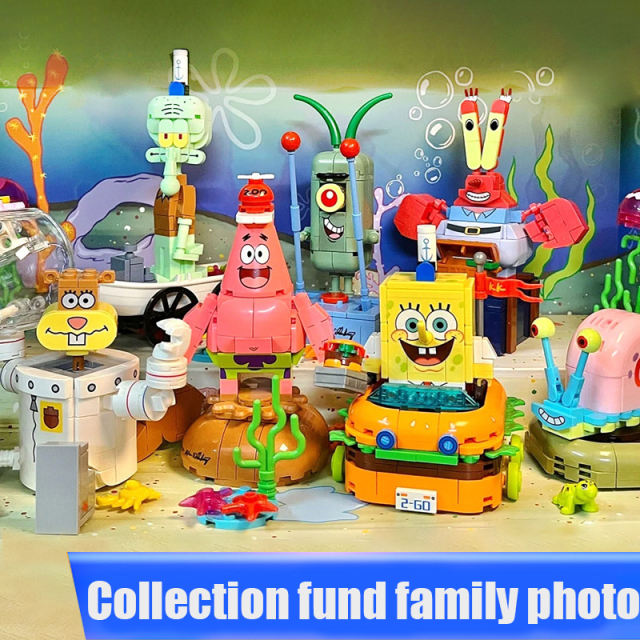 American TV Cartoon SpongeBob Building Blocks Compatible with LEGO Assembled Patrick Star Figure Luminous Children Toys Kids