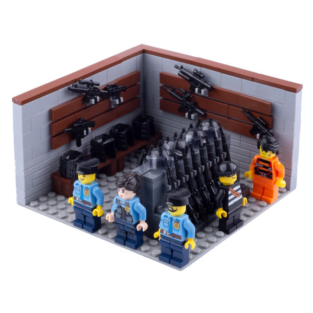 MOC WW2 City Police Military Base Building Blocks Thief Minifigures Soldiers Weapons Guns Army Arms Helmets Parts Toys Children