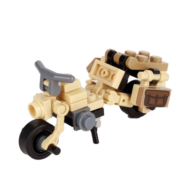 WW2 German DKW North African Motorcycle Building Blocks War Army Soldiers Weapon Accessories Minifiguers Wheels Boys Toys Gifts