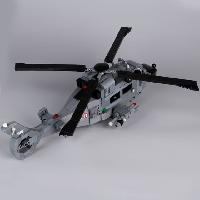 French Military Series AS 565 Panther Helicopter Building Blocks Cold War Army Soldiers Aircraft Weapon Fighter Minifigures Boys