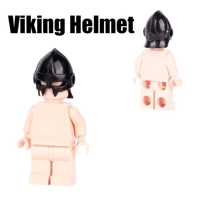 Medieval Military Series Black Viking Helmet Building Blocks Troops Warrior Weapon Soldiers Army Shield Accessories Gifts Boys