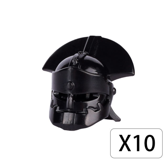 10 PCS Medieval Military Series Headgear Orc Helmet Building Blocks Warriors Soldiers Knight Army Accessories Weapon Toys Boys
