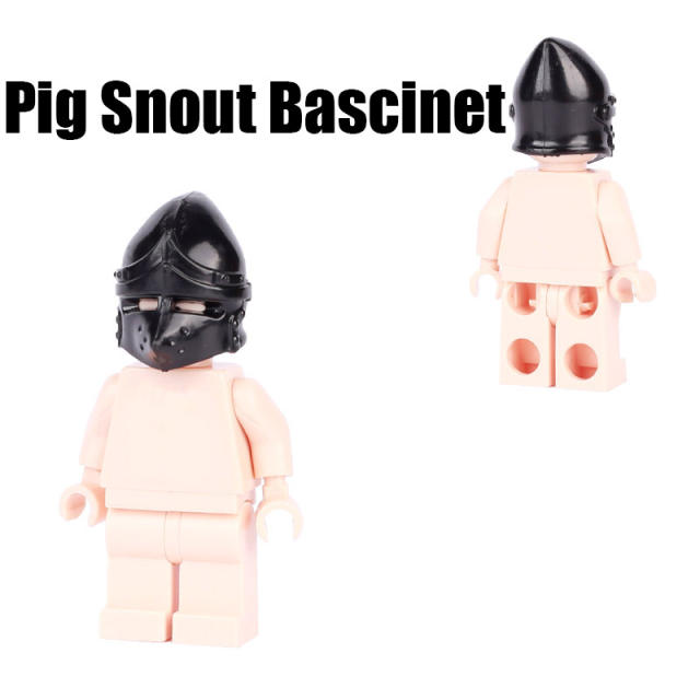 Medieval Series Pig Snout Bascinet Building Blocks Military Castle Knight Soldiers Minifigs Accessories Weapon Gifts Toys Boys
