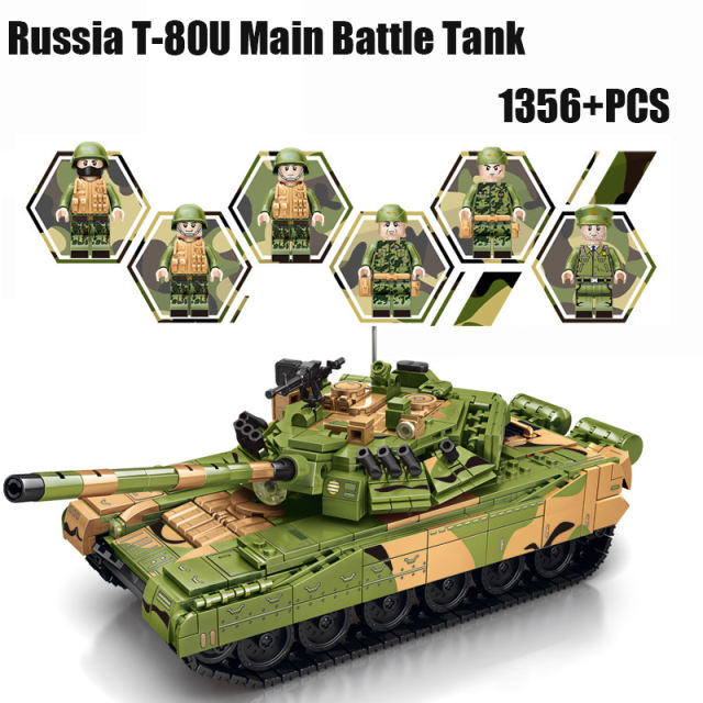 Russian Military Series T 80U Main Battle Tank Minifigs Building Blocks War Army Soldiers Gun Helmet Accessories Toys Boys Gifts