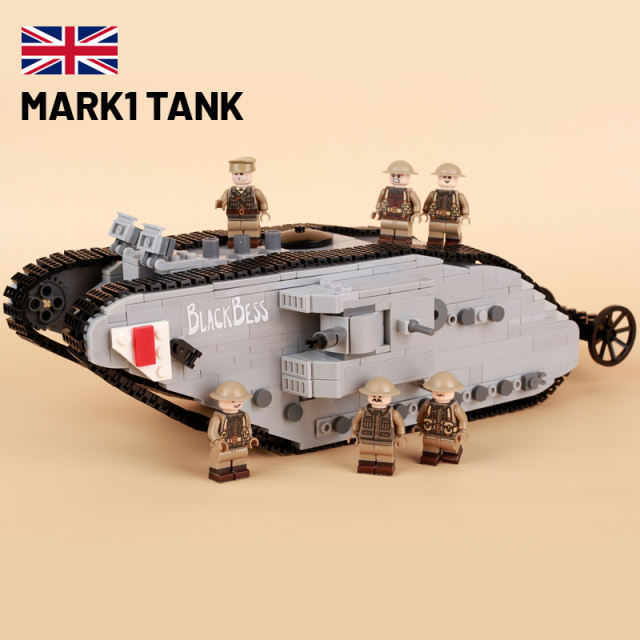 WW1 Britain Military Series MARK1 Tank Sticker Minifigs Building Blocks Army Soldier Weapon Helmet Accessories Toys Boys Gifts