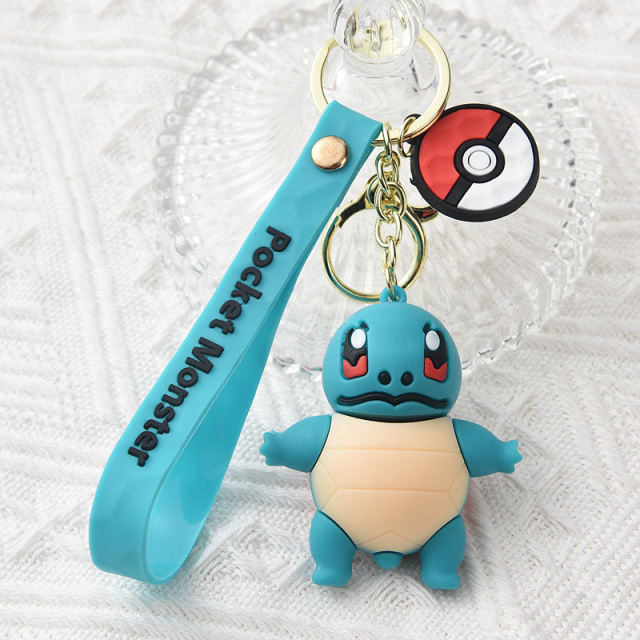 Pokemon Pikachu Keychain Anime Figure Cute Squirtle Book Bag Mini Pendant Car Decoration Character Silicone Children Gift Toy