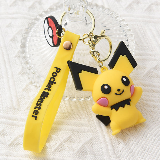 Pokemon Pikachu Keychain Anime Figure Cute Squirtle Book Bag Mini Pendant Car Decoration Character Silicone Children Gift Toy