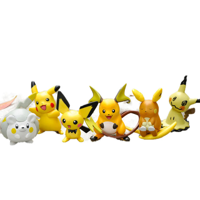 6PCS Pokemon Pikachu Charmander Psyduck Squirtle Jigglypuff Bulbasaur Bulbasaur Anime Figures Toys Model Kawaii Children Gifts