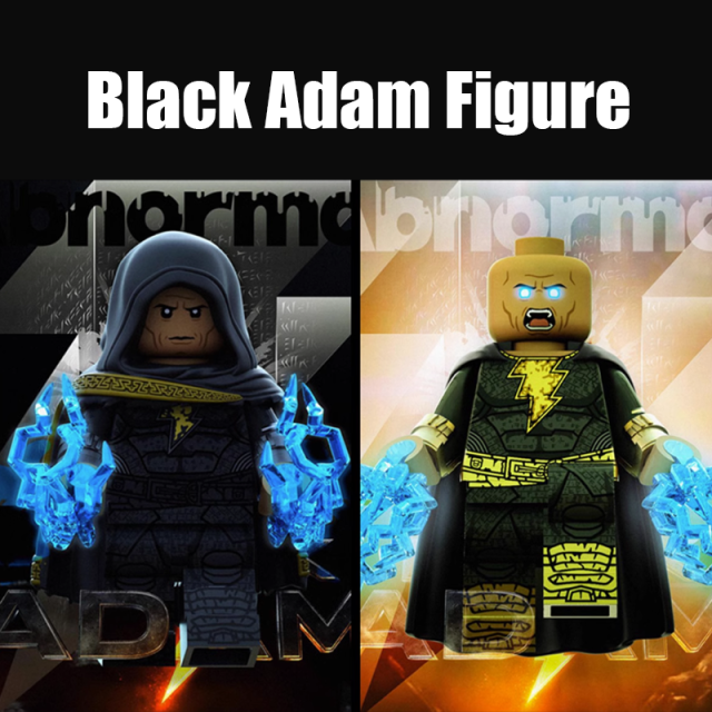 DC Coimcs Shazam Family Supervillain Black Adam Action Figure Building Blocks Teth Adam Cloak Hood Weapon Dwayne Johnson Toys