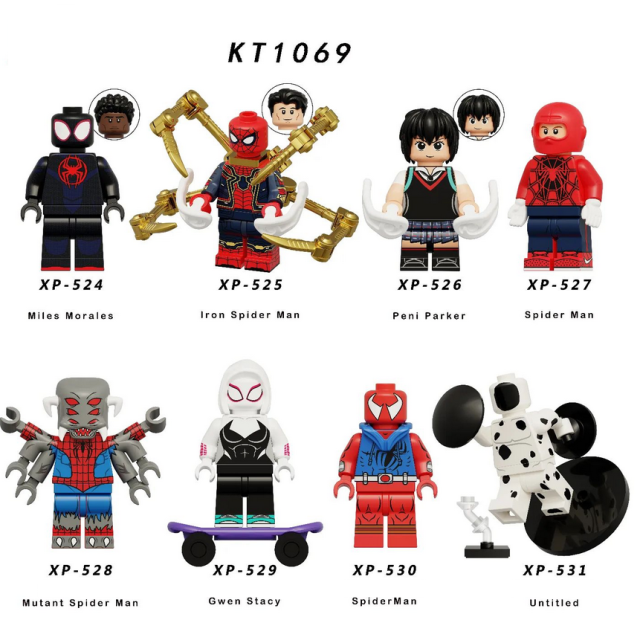 KT1069 American Marvel Superheroes Series Iron Spider Man Minifigures Building Blocks Gwen Stacy Peni Parker Untitled Weapon Toy