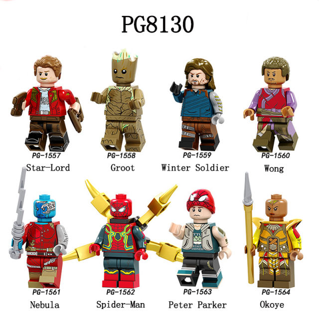 PG8130 Marvel Series Spider Man Groot Superhero Action Figure Winter Soldier Building Blocks Assembled Toy Children Birthday Gift