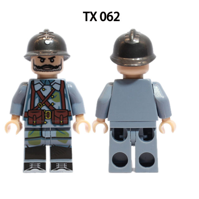 WW1 New French Army Military Infantry Minifigs Medieval Soliders Weapon MOC Building Blocks Children Birthday Toys Education Gifts