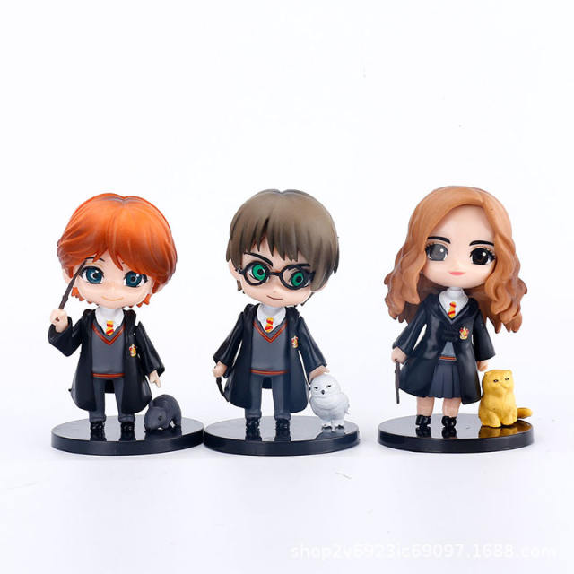 Harry Potter Hermione Granger Ron Weasley Character Action Figure Animal Accessory Magic Academy Wand Cloak Decorations Toys Boy